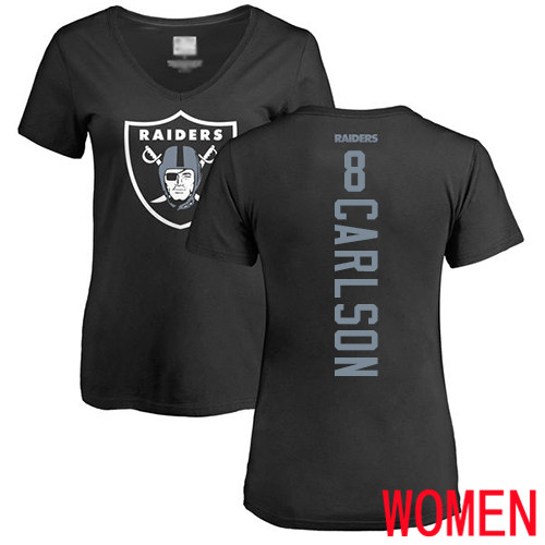 Oakland Raiders Black Women Daniel Carlson Backer NFL Football #8 T Shirt->nfl t-shirts->Sports Accessory